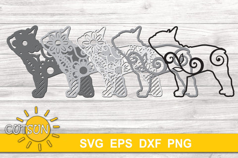3D Layered Dog French Bulldog SVG 3D Paper CutsunSVG 