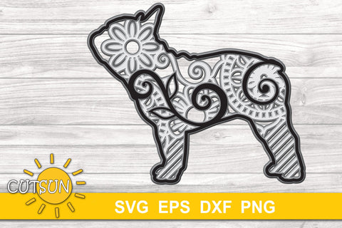3D Layered Dog French Bulldog SVG 3D Paper CutsunSVG 