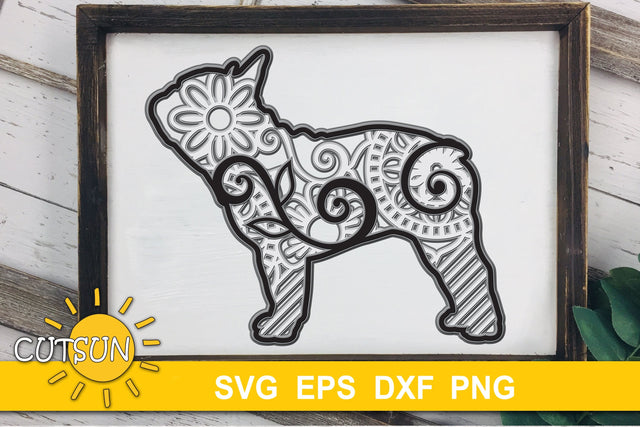 3D Layered Dog French Bulldog SVG 3D Paper CutsunSVG 
