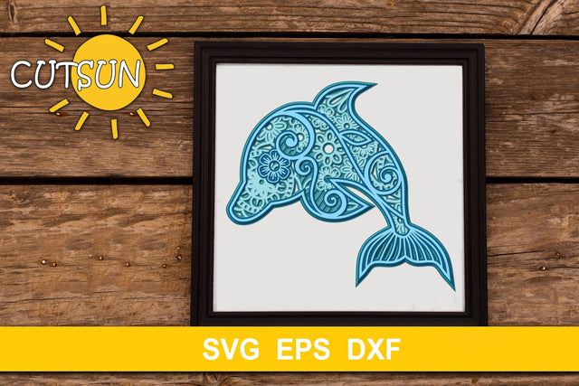 3D Layered Dolphin Mandala cut file for crafters 5 layers 3D Paper CutsunSVG 