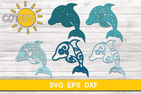 3D Layered Dolphin Mandala cut file for crafters 5 layers 3D Paper CutsunSVG 