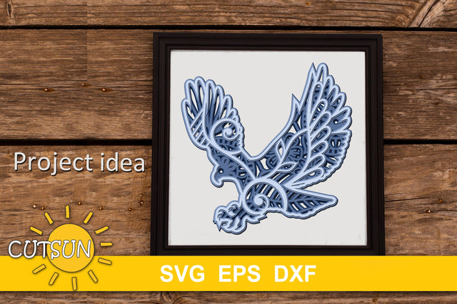 3D Layered Eagle Mandala cut file for crafters 5 layers 3D Paper CutsunSVG 