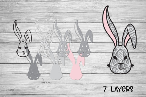 3D Layered Easter Bunny SVG, Bunny Face Cut File. 3D Paper Elinorka 