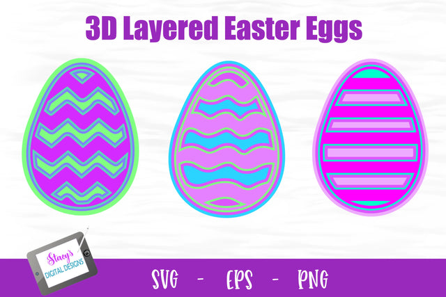 3D Layered Easter Eggs - 3 Layered Easter Egg Designs 3D Paper Stacy's Digital Designs 