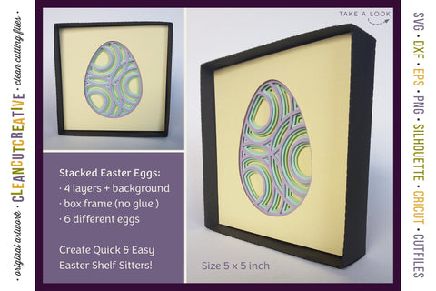 3D layered EASTER EGGs with box frame | stacked paper art SVG SVG CleanCutCreative 