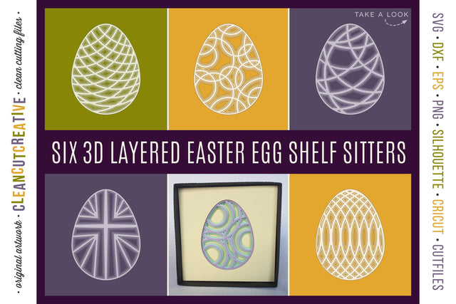 3D layered EASTER EGGs with box frame | stacked paper art SVG SVG CleanCutCreative 