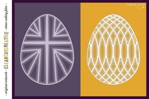 3D layered EASTER EGGs with box frame | stacked paper art SVG SVG CleanCutCreative 