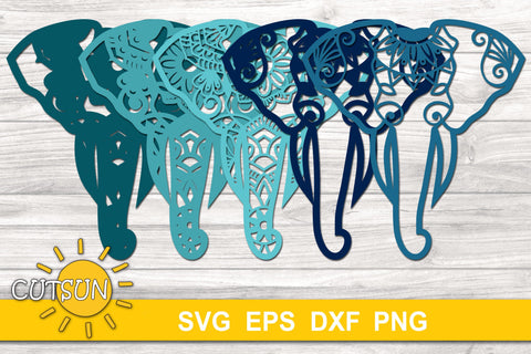 3D Layered Elephant Head 5 layers | 3D layered svg SVG CutsunSVG 