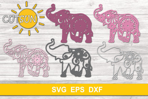 3D Layered Elephant Mandala cut file for crafters 5 layers 3D Paper CutsunSVG 
