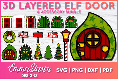3D Layered Elf Door SVG Bundle SVG Emma Dawn Designs 