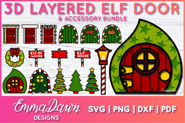 3D Layered Elf Door SVG Bundle SVG Emma Dawn Designs 