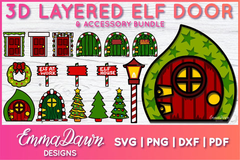 3D Layered Elf Door SVG Bundle SVG Emma Dawn Designs 