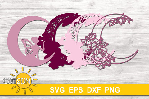 3D Layered Fairy Mandala SVG | Fairy and the Moon SVG 3D Paper CutsunSVG 