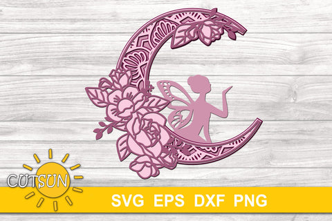 3D Layered Fairy Mandala SVG | Fairy and the Moon SVG 3D Paper CutsunSVG 