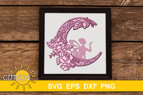 3D Layered Fairy Mandala SVG | Fairy and the Moon SVG 3D Paper CutsunSVG 