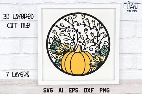 3d Layered Fall SVG, Pumpkin SVG, Porch Sign SVG. 3D Paper Elinorka 