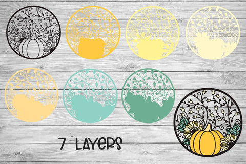 3d Layered Fall SVG, Pumpkin SVG, Porch Sign SVG. 3D Paper Elinorka 