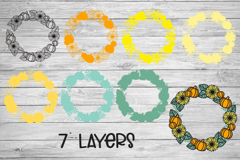3D Layered Fall Wreath SVG, Pumpkins SVG, Fall SVG. 3D Paper Elinorka 