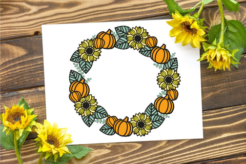 3D Layered Fall Wreath SVG, Pumpkins SVG, Fall SVG. 3D Paper Elinorka 