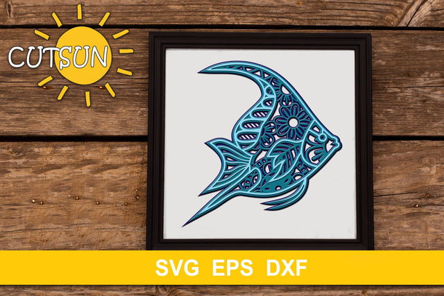 3D Layered Fish Mandala cut file for crafters 3 layers 3D Paper CutsunSVG 