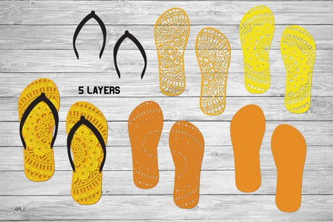 3d Layered Flip Flops SVG, Summer SVG, Beach SVG. 3D Paper Elinorka 