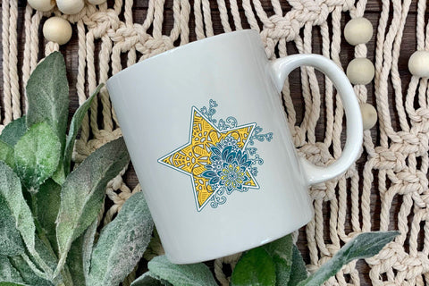 3D Layered Floral Star SVG, Celestial SVG, Star Mandala SVG, 6 Layers. 3D Paper Elinorka 
