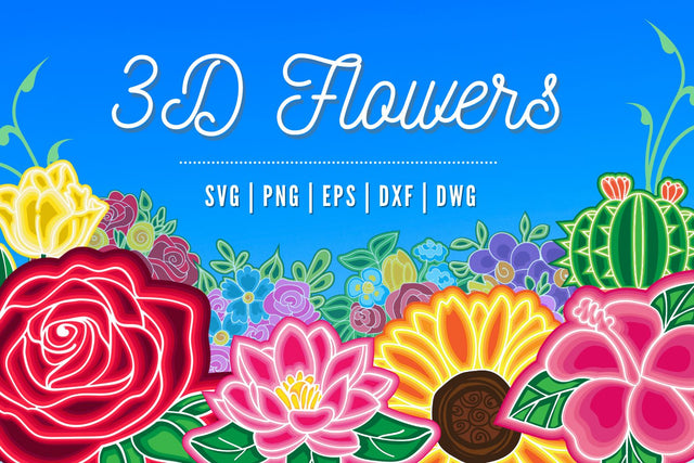 3D Layered Flowers SVG Bundle SVG SvgOcean 
