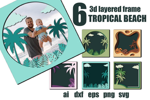 3d layered frame Tropical Beach SVG dadan_pm 