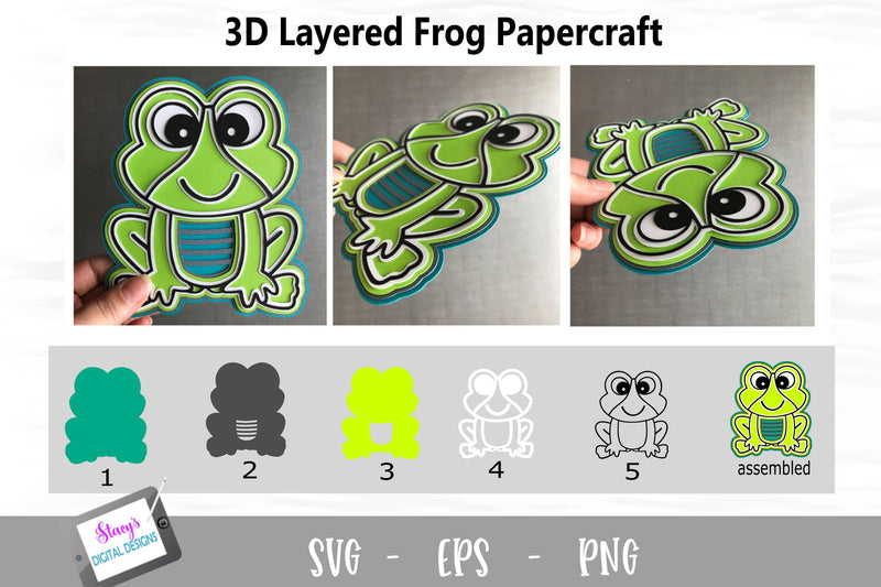 3D Layered Frog SVG Design 3D Paper Stacy's Digital Designs 