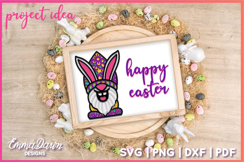 3D Layered Gnome SVG | Easter Bunny Gnome SVG SVG Emma Dawn Designs 