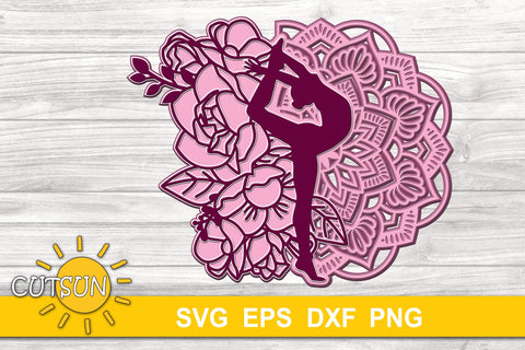 3D Layered Gymnast Mandala SVG 5 layers 3D Paper CutsunSVG 