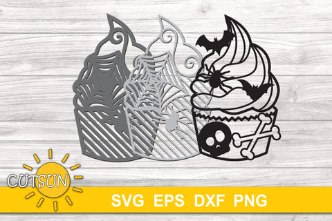 3D Layered Halloween Cupcake Mandala SVG 3 layers 3D Paper CutsunSVG 