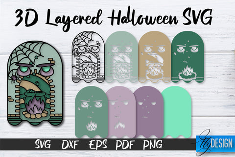 3D Layered Halloween SVG Bundle | Halloween Design SVG | 3D Layered Design SVG Fly Design 