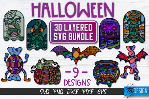 3D Layered Halloween SVG Bundle | Halloween Design SVG | 3D Layered Design SVG Fly Design 