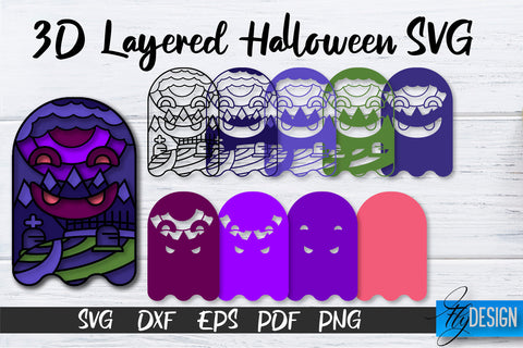 3D Layered Halloween SVG Bundle | Halloween Design SVG | 3D Layered Design SVG Fly Design 