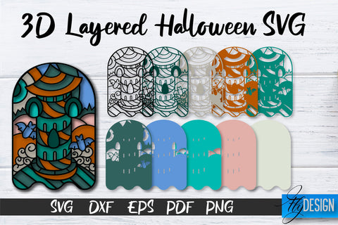 3D Layered Halloween SVG Bundle | Halloween Design SVG | 3D Layered Design SVG Fly Design 