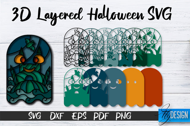 3D Layered Halloween SVG | Halloween Design SVG | 3D Layered Design SVG Fly Design 
