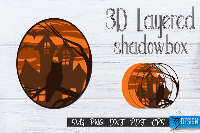 3D Layered Halloween SVG. Layered Halloween SVG Design. v.4 SVG Fly Design 