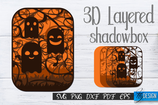 3D Layered Halloween SVG. Layered Halloween SVG Design. v.8 SVG Fly Design 