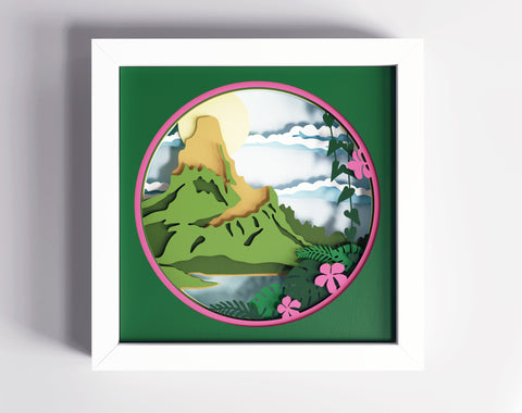 3d Layered Hawaii Svg, Ocean svg, Aloha svg, Mountain svg, Shadow box svg, 3d svg, laser cut files, cnc files for wood, papercraft/Glowforge 3D Paper CutLeafSvg 