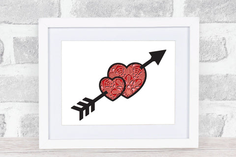 3D Layered Heart Mandala SVG with Arrow, Valentines Day Cut File. SVG Elinorka 