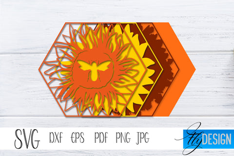 3D Layered Honey Bee. Bee SVG. Multilayered SVG Cut File v.3 SVG Fly Design 