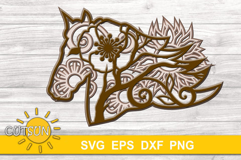 3D Layered Horse Head SVG 3D Paper CutsunSVG 