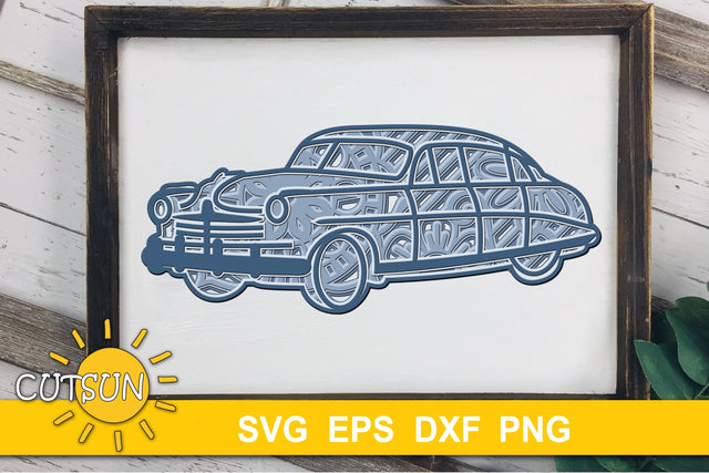 3D Layered Hudson Car Mandala SVG - 5 layers 3D Paper CutsunSVG 