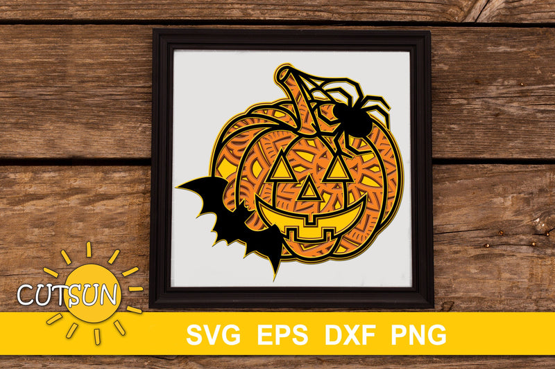 3D Layered Jack O Lantern Mandala SVG 3D Paper CutsunSVG 