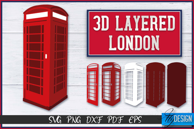 3D Layered London SVG | Paper Cut File | Paper London SVG Design SVG Fly Design 