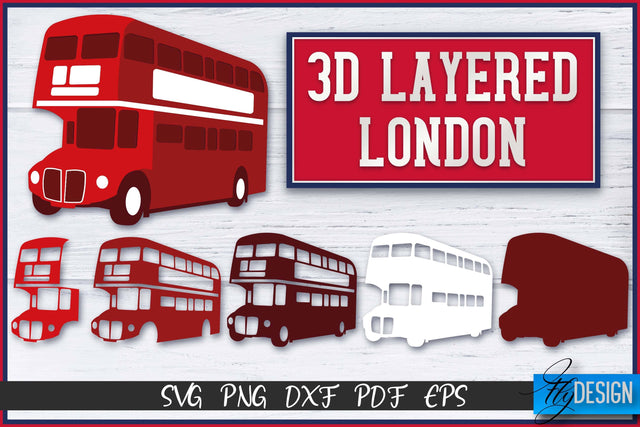3D Layered London SVG | Paper Cut File | Paper London SVG Design SVG Fly Design 
