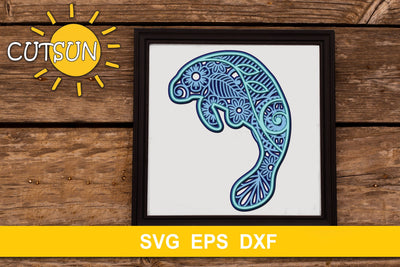 3D Layered Manatee Mandala cut file for crafters 5 layers 3D Paper CutsunSVG 
