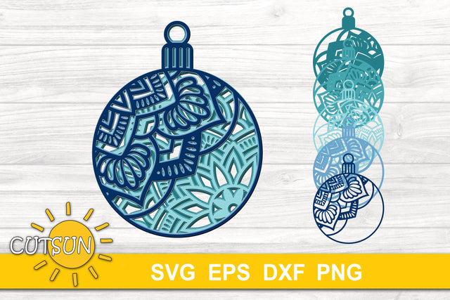 3D Layered Mandala Christmas Ornament - 5 layers 3D Paper CutsunSVG 
