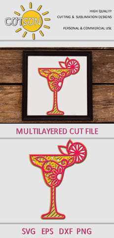 3D Layered Mandala Cocktail SVG cut file 5 layers | 1 3D Paper CutsunSVG 